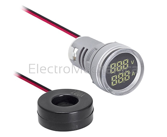 AD22-22VAMW 22mm WH VOLT/AMM 20-500VAC/0-100A
