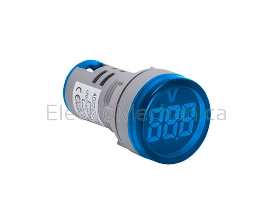 AD22-22VMB 22mm BLU P/MNT V/METER 20-500VAC