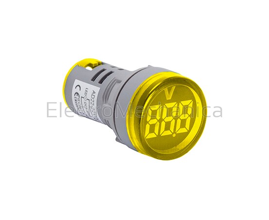 AD22-22VMY 22mm YEL P/MNT V/METER 20-500VAC