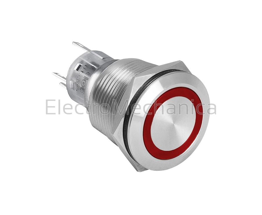 AGQ22F-11/E/JS/02/R 22mm RED ILL METAL P/BUT 24VAC/DC
