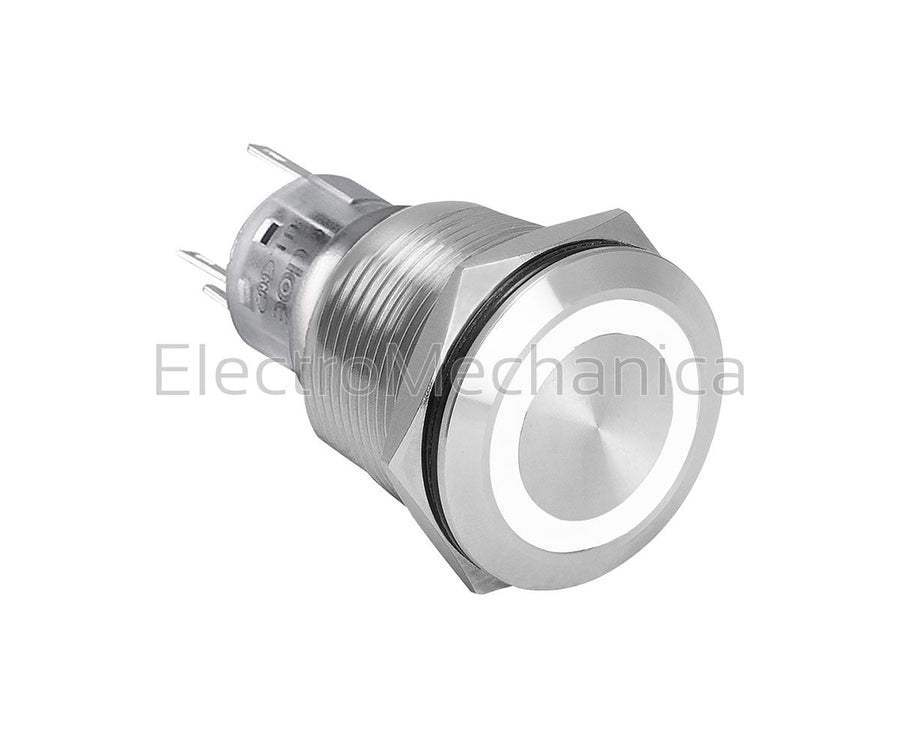 AGQ22F-11/E/JS/02/W 22mm WHT ILL METAL P/BUT 24VAC/DC