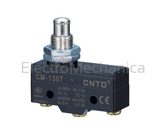 CM1307 MICRO SW 15A - EXT P/MNT PLUNGER