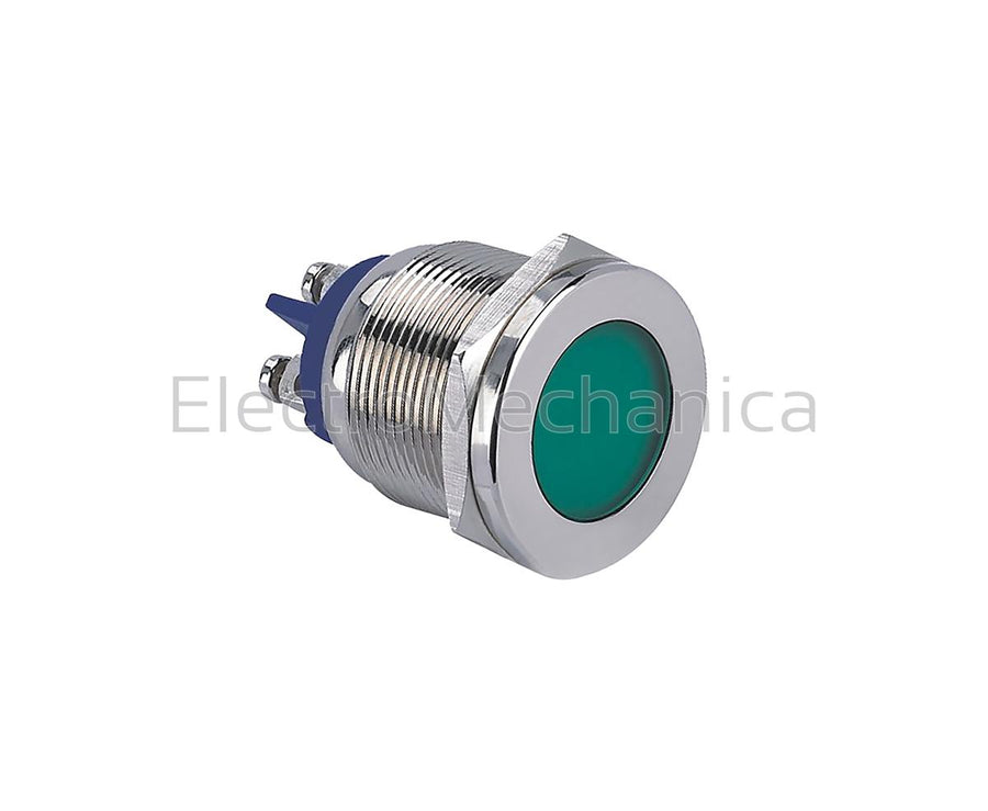 GQ22T-LN/02/G 22mm METALLIC GRN LED PL 24VAC/DC