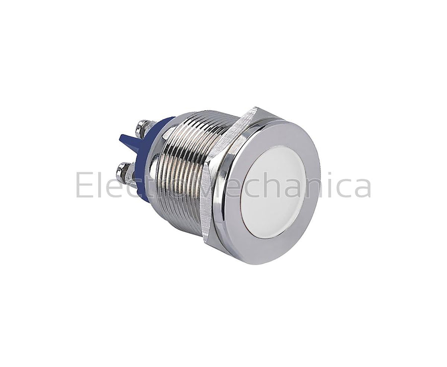 GQ22T-LN/22/W 22mm METALIC WHT LED PL 220VAC/DC
