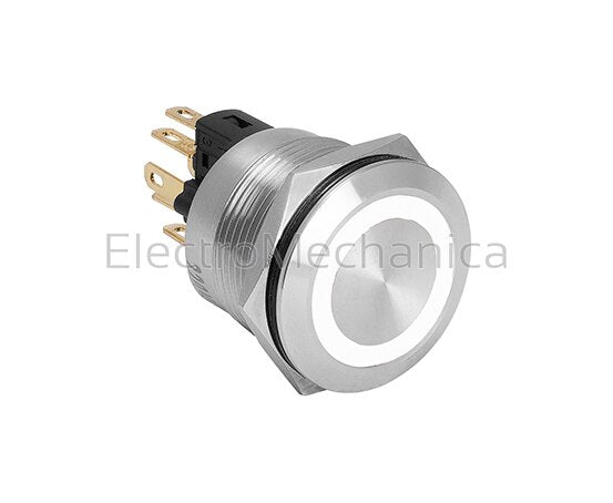 TY22C-P11EW-02 22mm WHT ILL METAL P/BUT 24VAC/DC