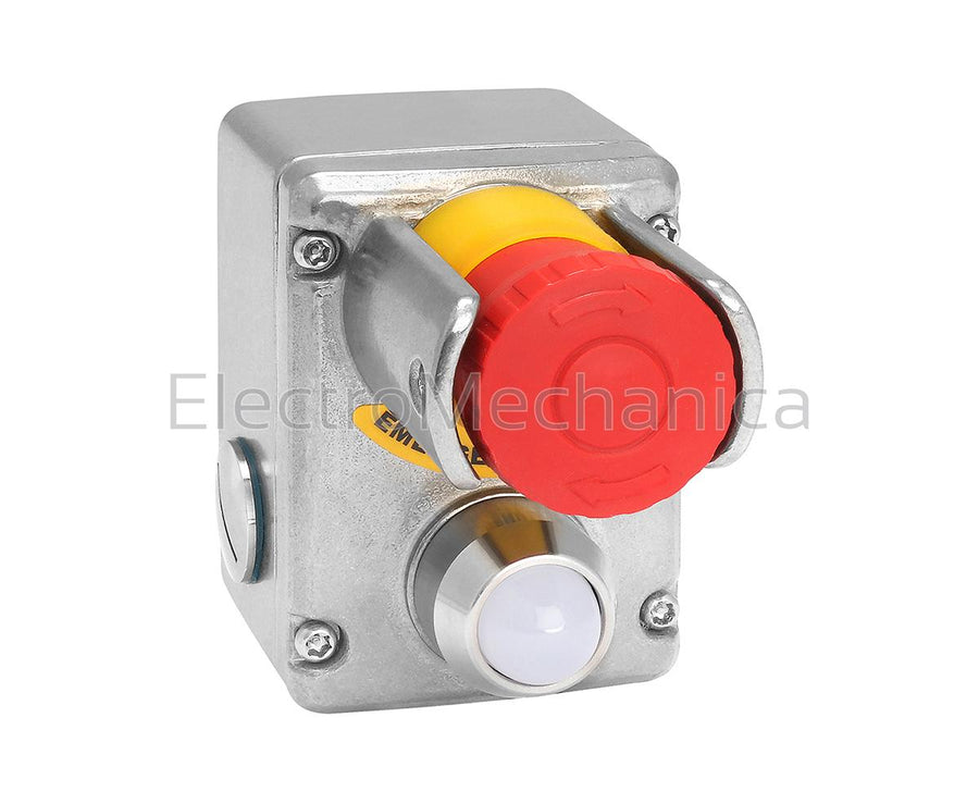 232023B S/S E-STOP 2 LED 110VAC W/SHROUD IP69